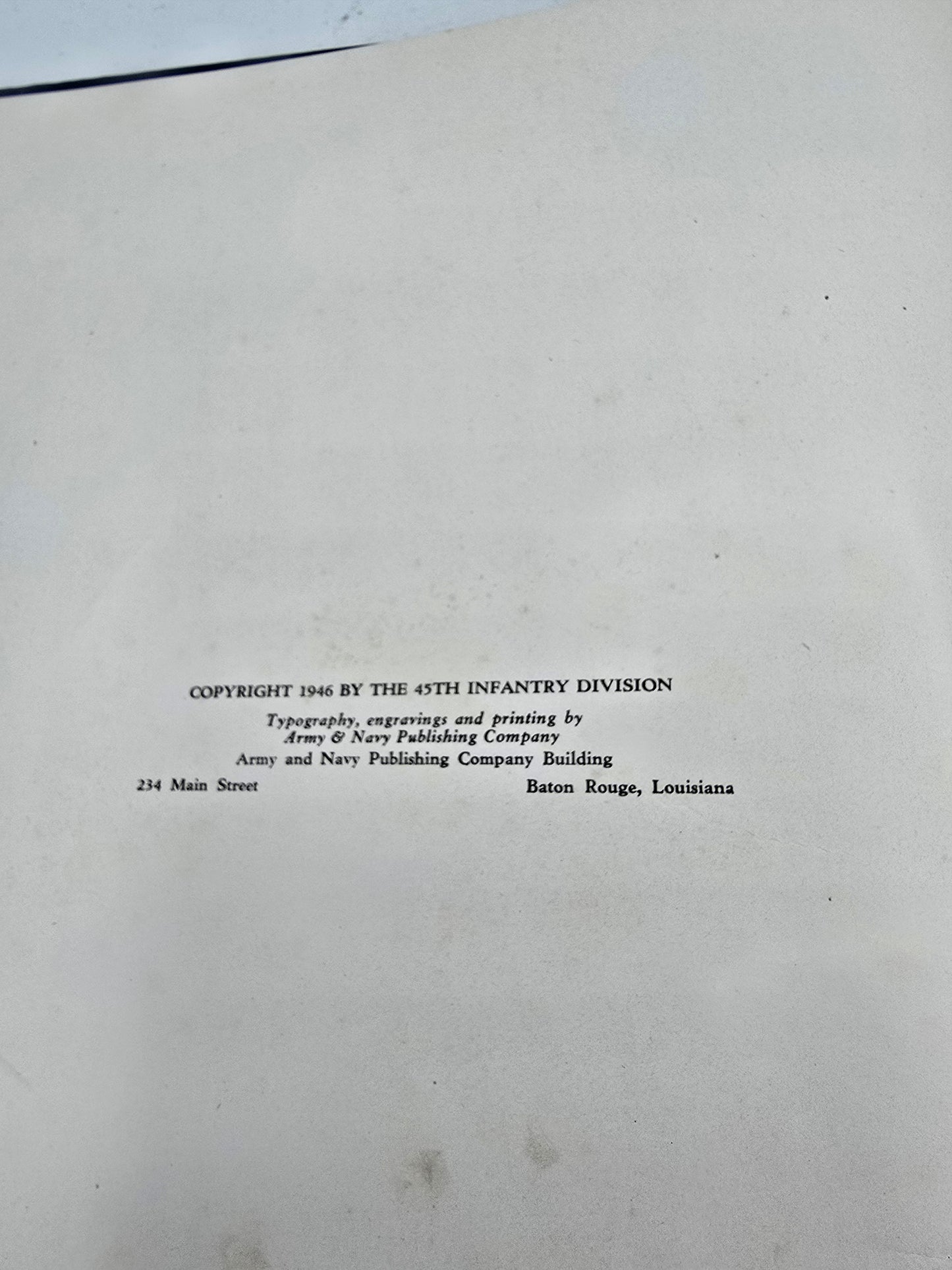 Livre 45th Infantry Division 1ère édition de 1946