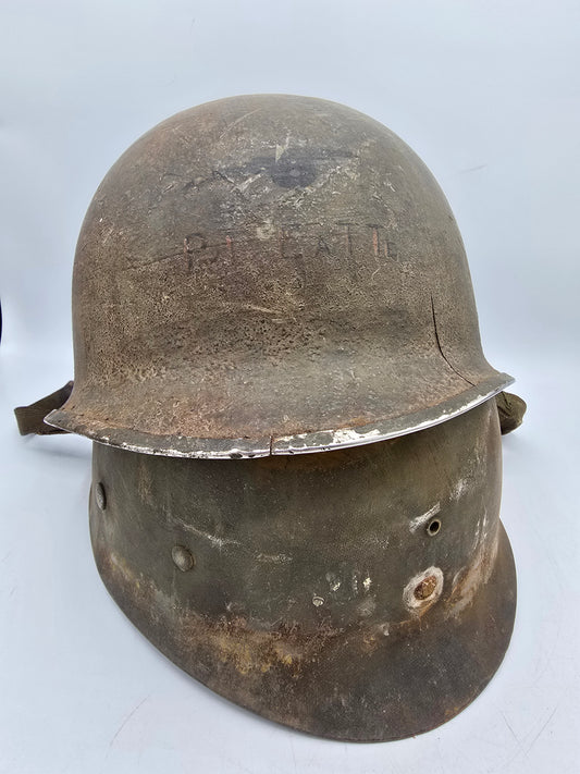 Casque US M1 pattes fixes à insignes 105MM How