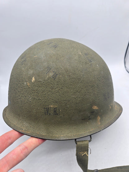 Casque US M1 Coque Schlueter 421A Liner A Vert Seaman avec tampons