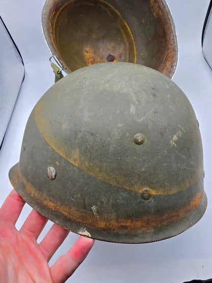Casque US M1 pattes fixes d'usine modifié en mobile avec liner Westinghouse