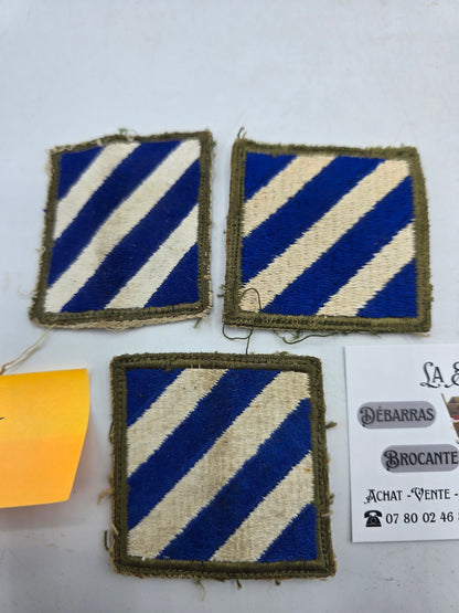 Lot x3 patch d'épaule 3rd Infantry Division US original WW2
