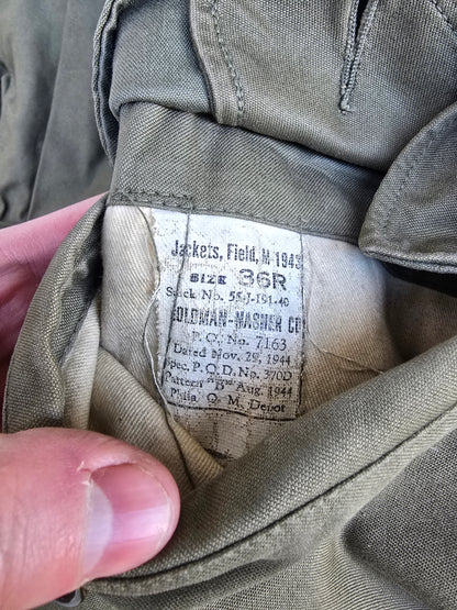 Veste M1943 US Army Août 1944+  Capuche daté 1945