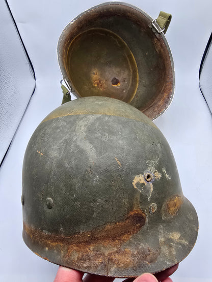 Casque US M1 pattes fixes d'usine modifié en mobile avec liner Westinghouse