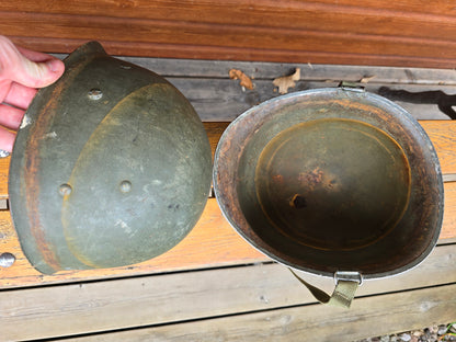 Casque US M1 pattes fixes d'usine modifié en mobile avec liner Westinghouse