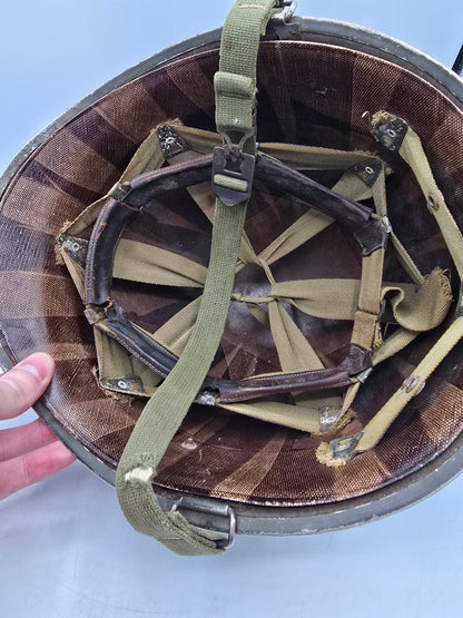 Casque US M1 pattes fixes d'usine modifié en mobile avec liner Westinghouse