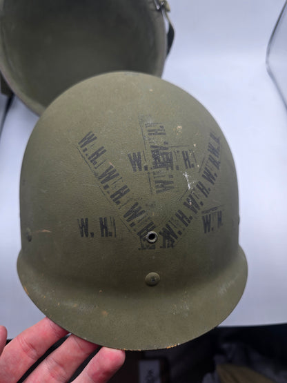 Casque US M1 Coque Schlueter 421A Liner A Vert Seaman avec tampons