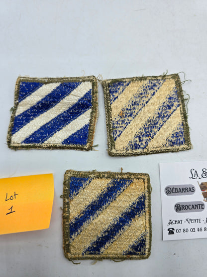 Lot x3 patch d'épaule 3rd Infantry Division US original WW2