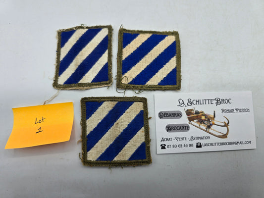 Lot x3 patch d'épaule 3rd Infantry Division US original WW2