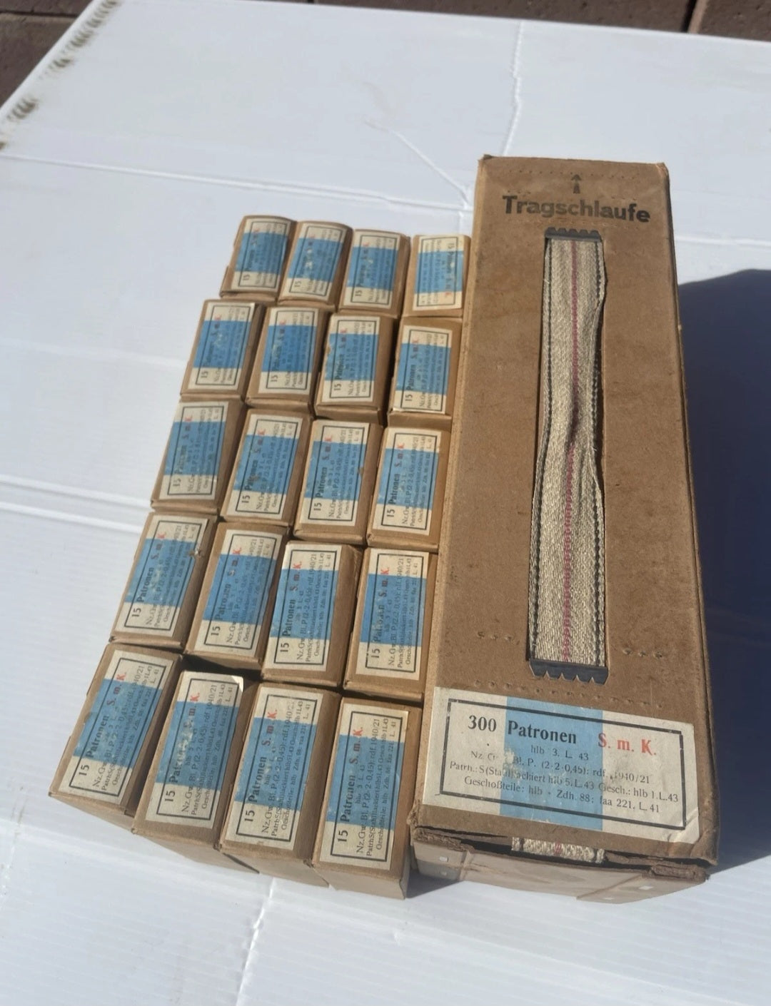 Tragschlaufe avec ses 20 boîtes VIDE 7.92 hlb 1943