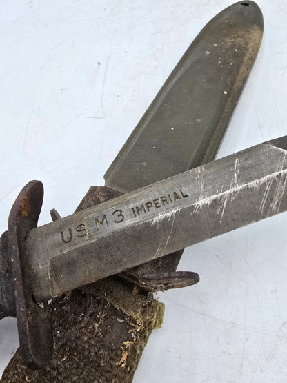Poignard US M3 Impérial Lame, Etuis M8 premier type jus de trouvaille